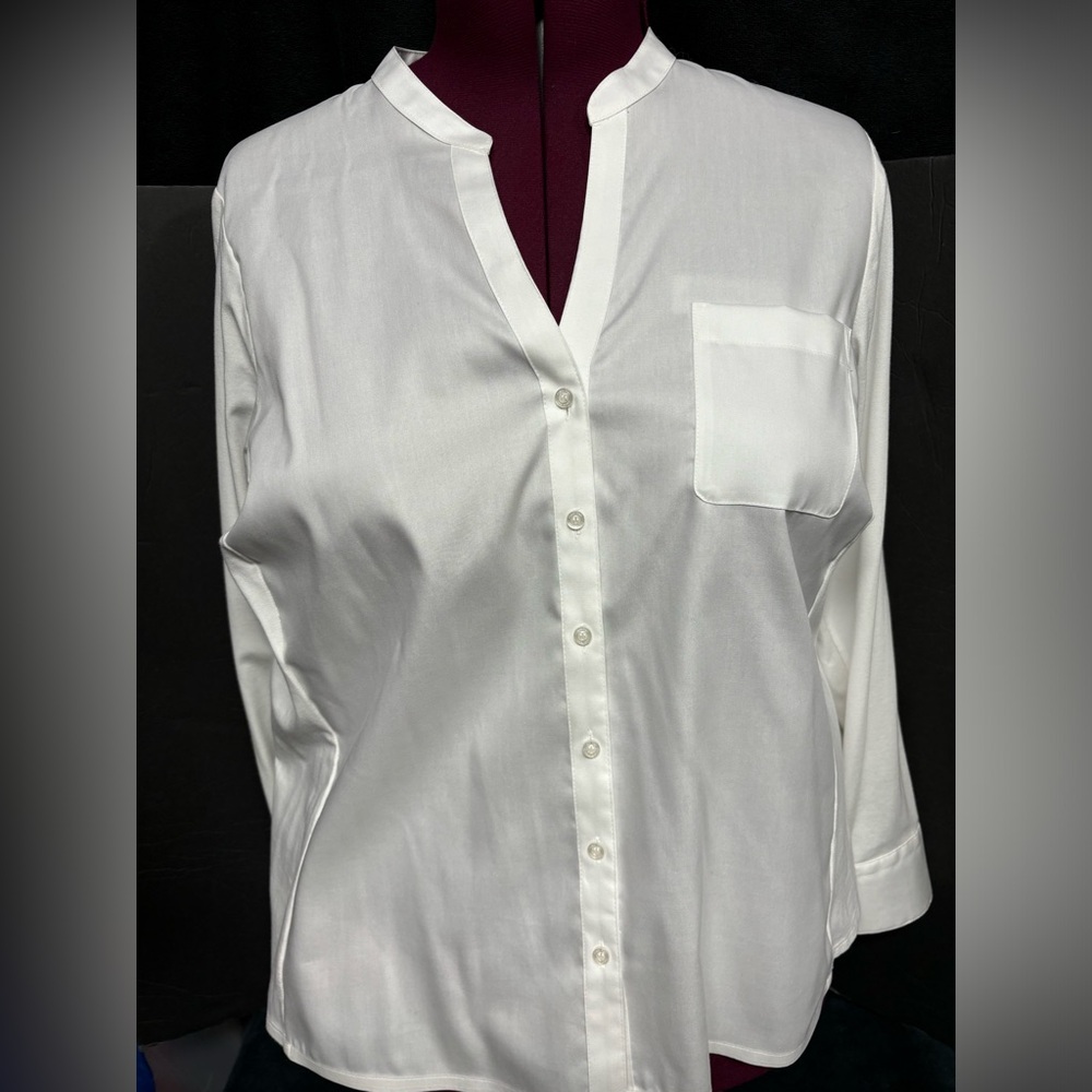 Calvin Klein White Mandarin Collar Top NWT Size 1X